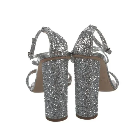 Giuseppe Zanotti Leather Sandals Silver Glitter  Accents Size 37.5EU - Picture 3 of 7